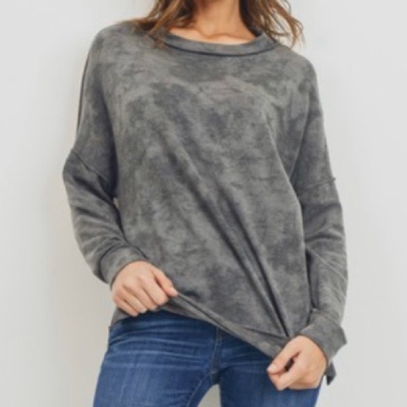 Women’s Cherish Brand Grey Mix Tie Dye Look Top - Picture 4 of 8